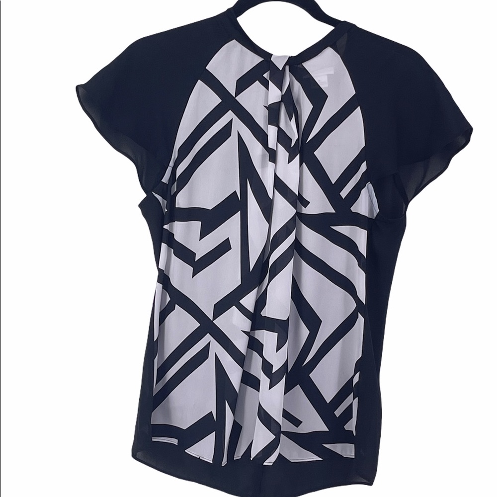 Liz Claiborne Black/White Short Sleeve Blouse M